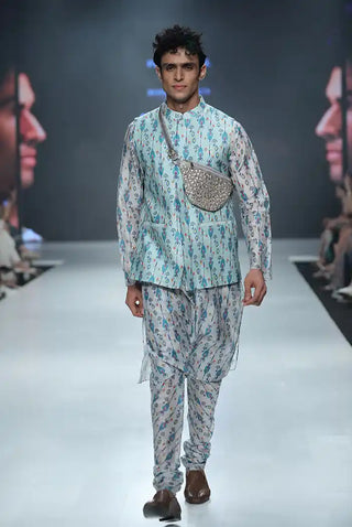 Zaffar blue printed bandi and kurta set