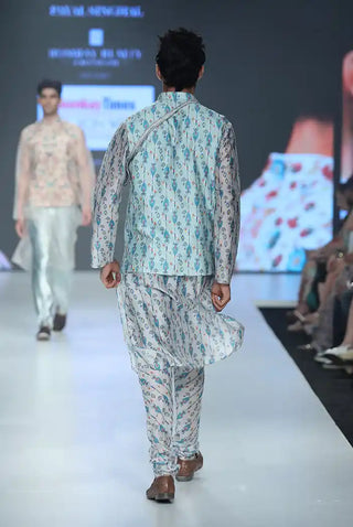 Zaffar blue printed bandi and kurta set