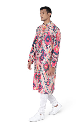 Red printed bomber and churidar