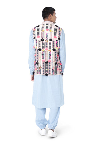 Stone dupion silk bandi and kurta set