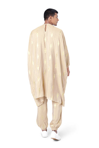 Gold brocade oversized kaftan top and jogger pant