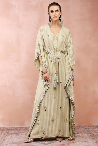 Mint embroidered kaftan