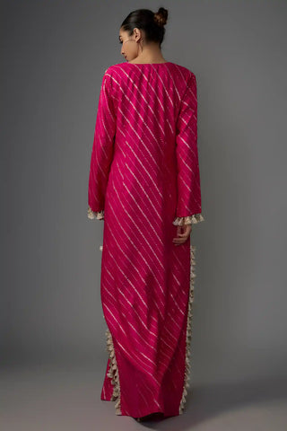 Hot pink embroidered long kaftan