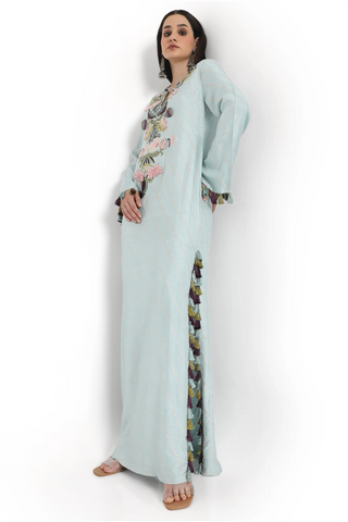 Powder blue embroidered kaftan