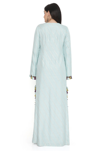 Powder blue embroidered kaftan