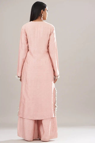 Rose pink embroidered kurta and palazzo set