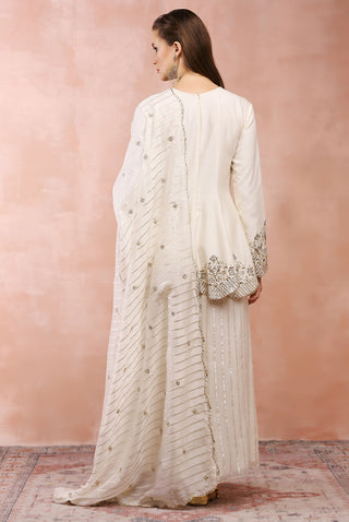 Offwhite embroidered kurta and palazzo set