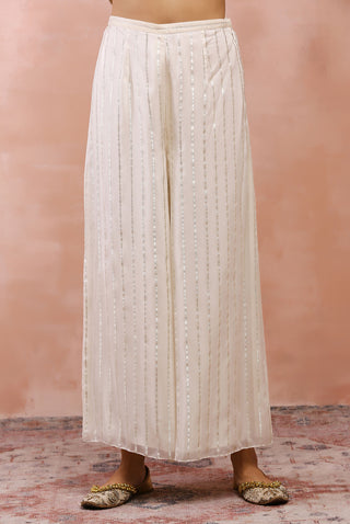 Offwhite embroidered kurta and palazzo set