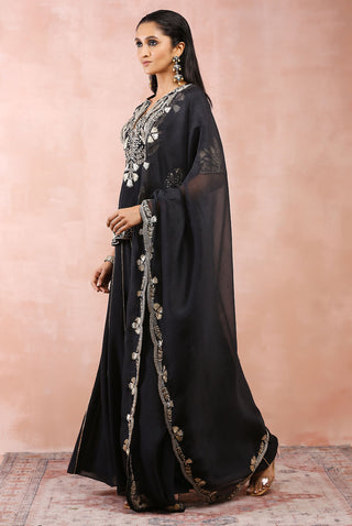 Black bagh embroidered kurta and sharara set