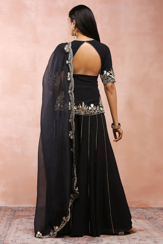 Black bagh embroidered kurta and sharara set