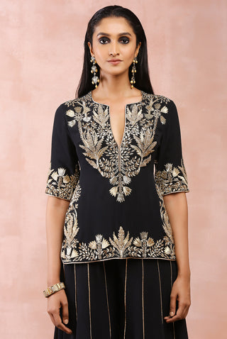 Black bagh embroidered kurta and sharara set