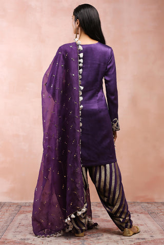 Purple embroidered kurta and salwar set