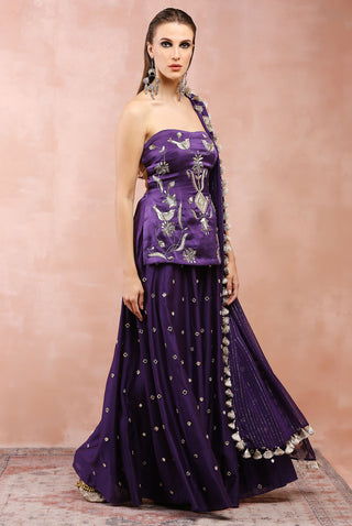 Purple embroidered kurta and sharara set