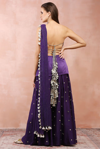 Purple embroidered kurta and sharara set