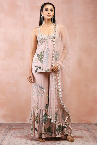 Rose pink niloufar print sharara set