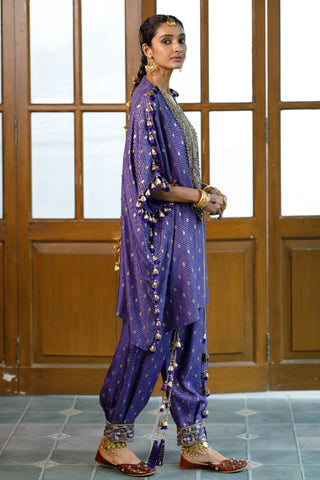 Purple embroidered kaftan and salwar