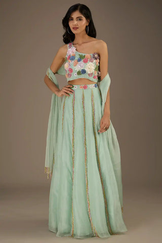 Seafoam organza lehenga set