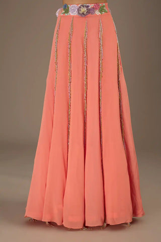 Coral georgette lehenga set