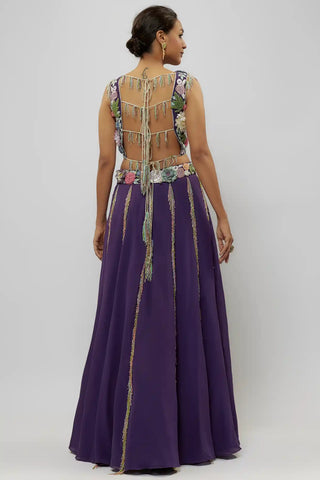 Purple embroidered choli and lehenga set