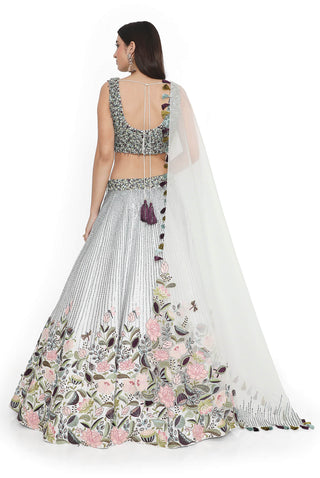 Ivory dupion embroidered lehenga set