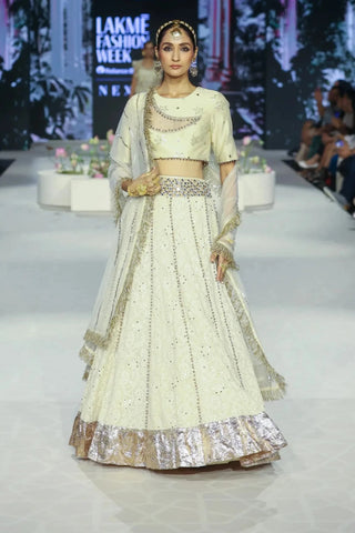 Beige choli with lehenga and dupatta