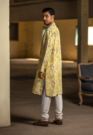 Lemon garden print kurta and churidar