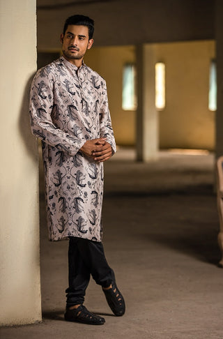 Blush printed silk kurta and churidar