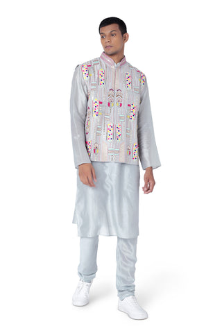 Pale blue bandi and kurta set