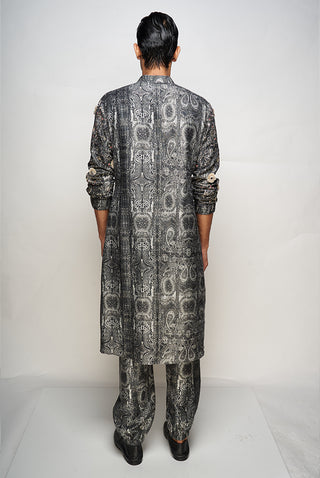 Yazir printed black kurta and jogger pants