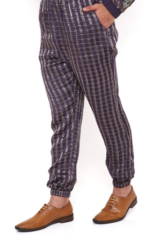 Purple stripe bomber kurta and jogger pant