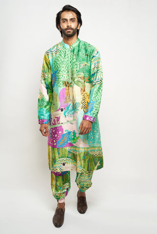 Alan kuno print bomber kurta and jogger pants