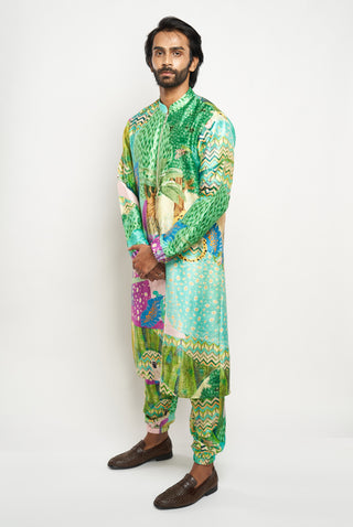 Alan kuno print bomber kurta and jogger pants