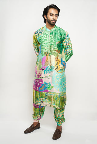 Alan kuno print bomber kurta and jogger pants