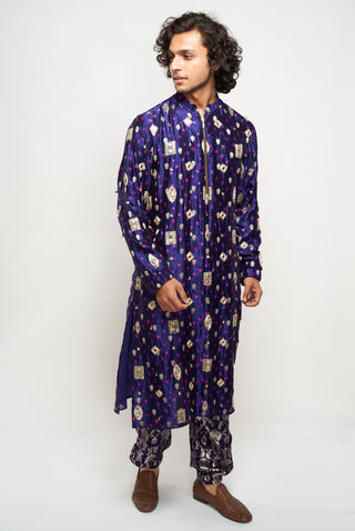 Nemar cobalt blue kurta and jogger pants