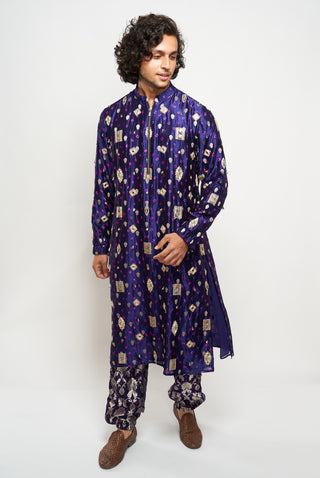 Nemar cobalt blue kurta and jogger pants