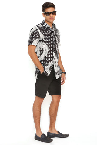 Black and white uzbek print shirt