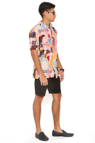 Trance peach print silkmul shirt