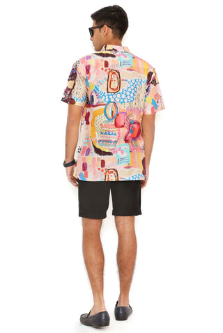 Trance peach print silkmul shirt