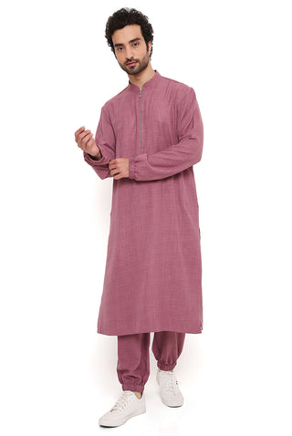 Onion pink linen bomber kurta and jogger pant