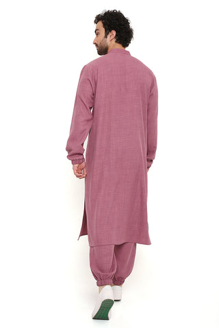 Onion pink linen bomber kurta and jogger pant