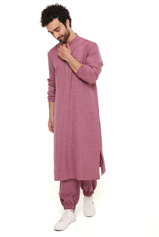 Onion pink linen bomber kurta and jogger pant