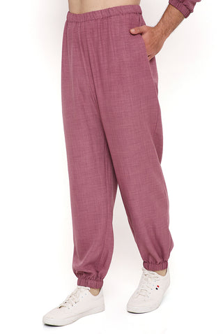 Onion pink linen bomber kurta and jogger pant