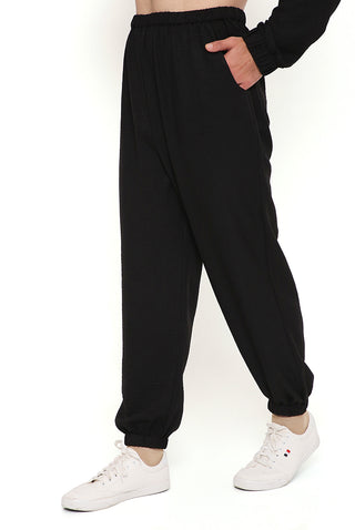 Black soft linen bomber kurta and jogger pant