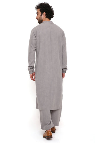 Gray soft linen bomber kurta and jogger pant