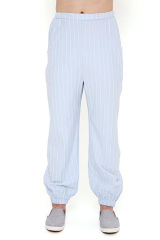 Aqua blue stripe bomber kurta and jogger pant