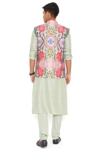 Red enchanted print bandi and kurta set