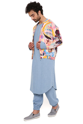 Lupin trance print bomber jacket and kurta set