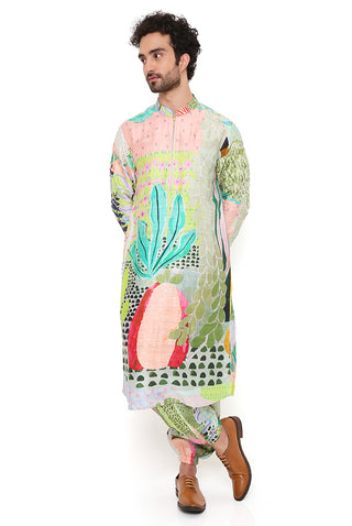 Wanderlust tropical print bomber kurta and jogger pant