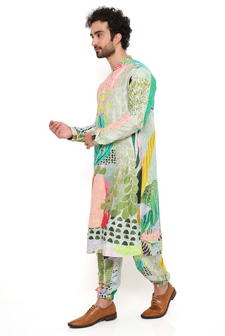 Wanderlust tropical print bomber kurta and jogger pant