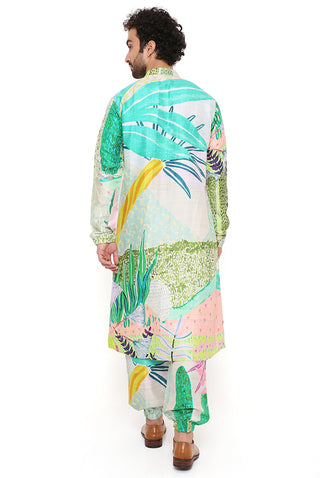 Wanderlust tropical print bomber kurta and jogger pant